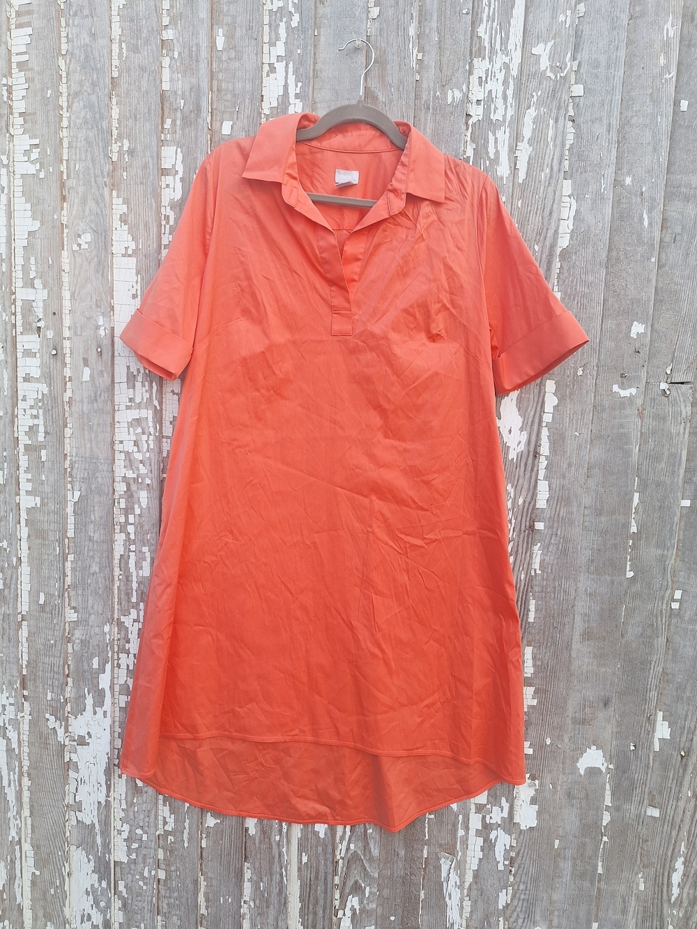Chico's Vibrant Coral-Orange Collared Midi Shift Dress Size 1 Medium